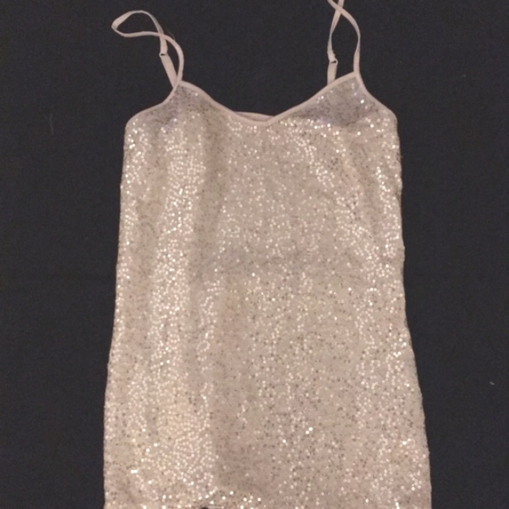 Women’s Gold Sequence Tank Top Size M/L Stretch